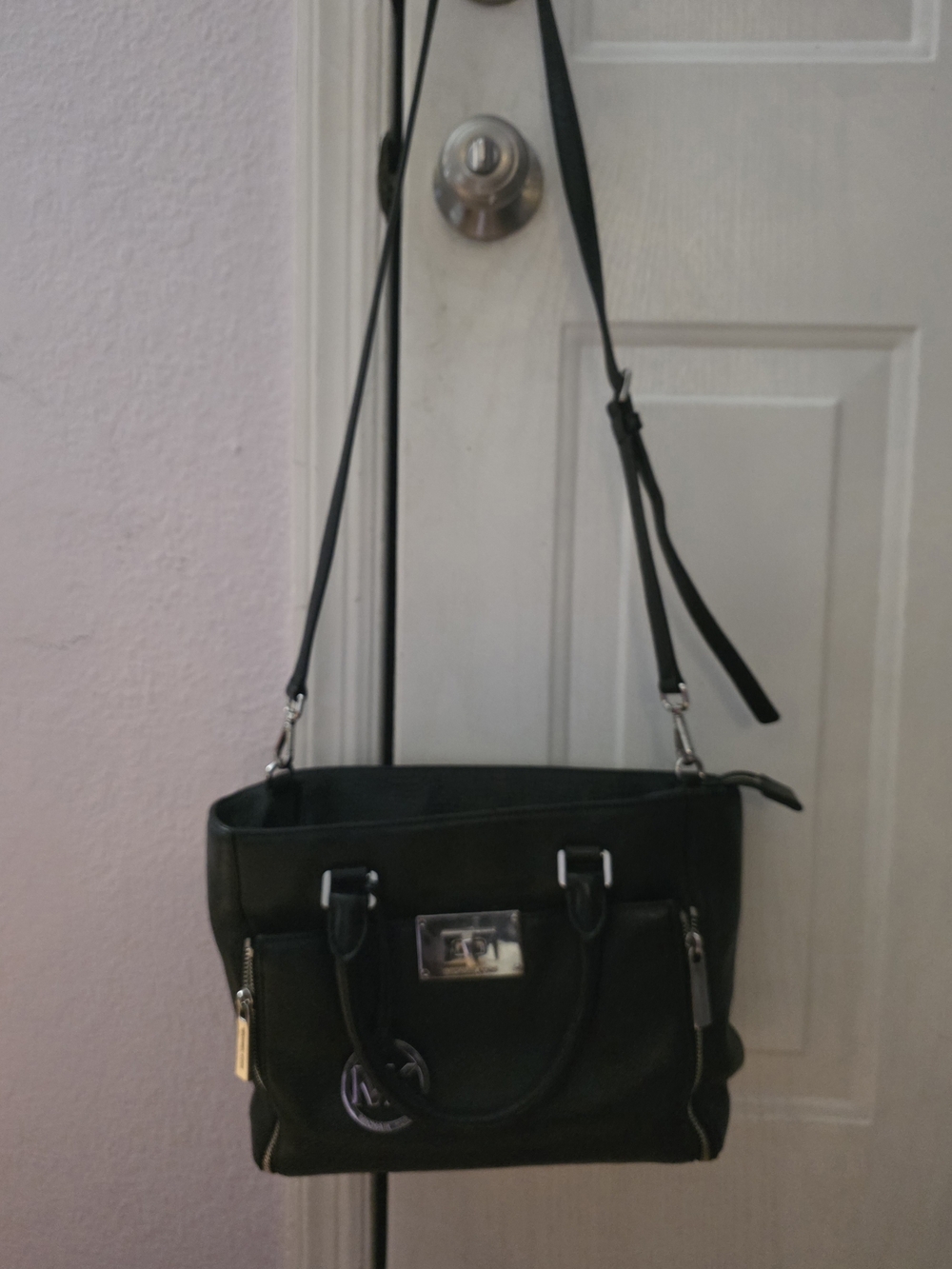 Michael Kors Black Leather  Crossbody Satchel